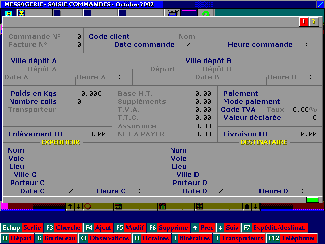 Exemple d'écran du logiciel ICIM Messagerie pour DOS