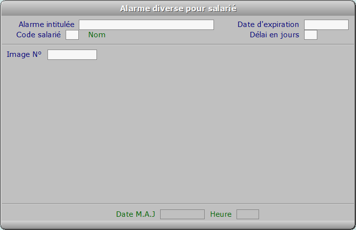Fiche alarme diverse pour salarié - ICIM PAYE