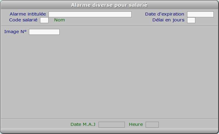 Fiche alarme diverse pour salarié - ICIM COURSE