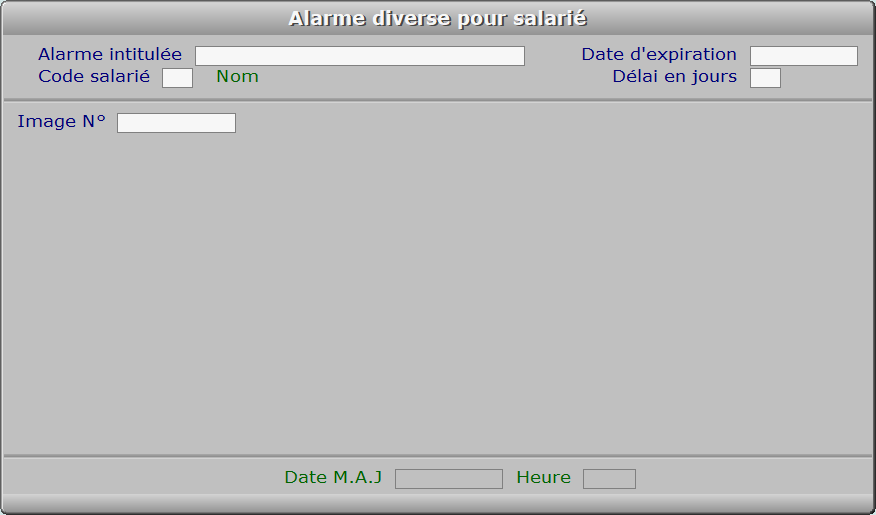 Fiche alarme diverse pour salarié - ICIM PAYE