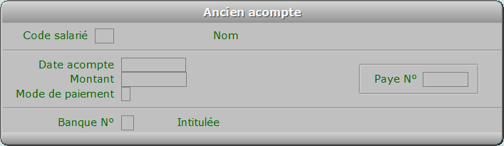 Fiche ancien acompte - ICIM PAYE