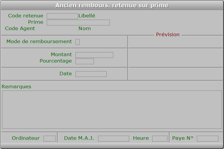 Fiche ancien rembours. retenue sur prime - ICIM RESSOURCES HUMAINES