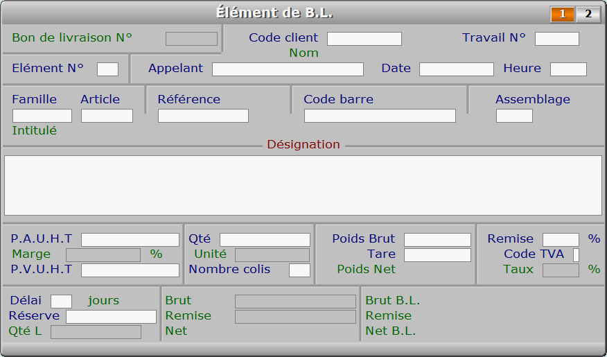 Fiche élément de B.L. - page 1 - ICIM STOCK