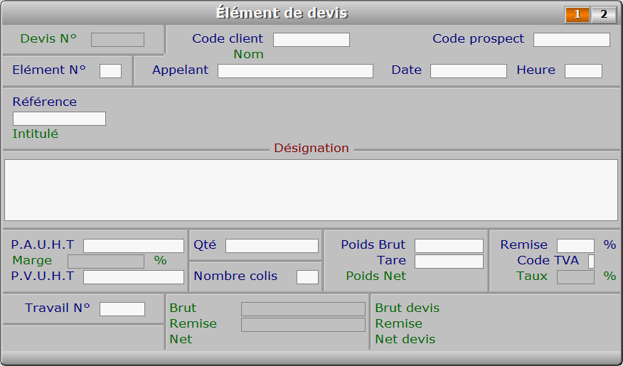 Fiche élément de devis - page 1 - ICIM PROSPECTION