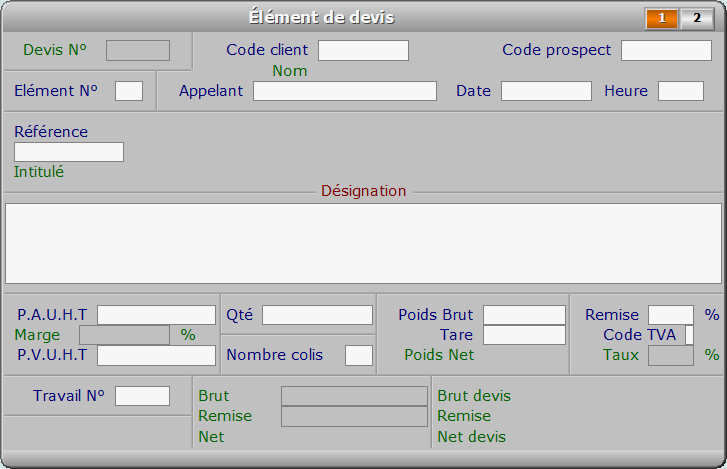 Fiche élément de devis - page 1 - ICIM PROSPECTION