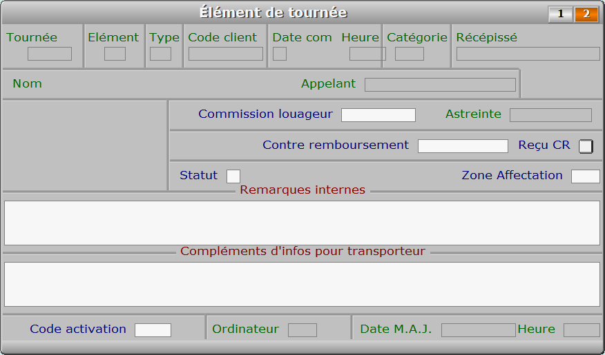 Fiche élément de tournée - page 2 - ICIM COURSE