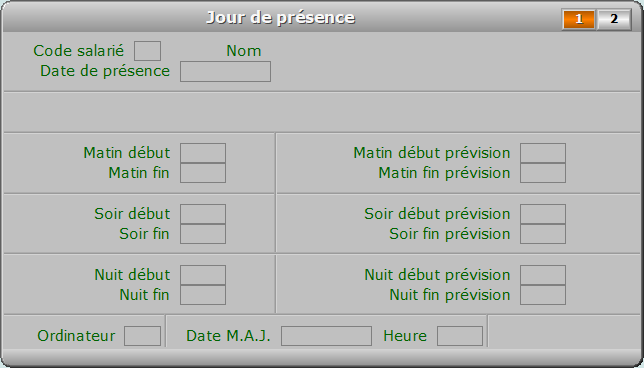Fiche jour de présence - page 1 - ICIM PAYE
