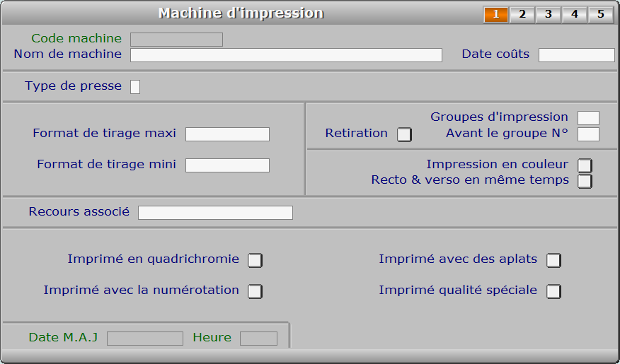 Fiche machine d'impression - page 1 - ICIM IMPRIMERIE