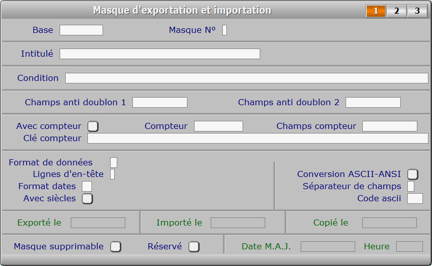 Fiche masque d'exportation et importation - page 1 - ICIM SYSTEME