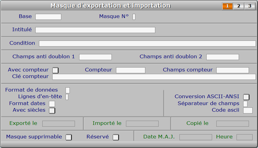 Fiche masque d'exportation et importation - page 1 - ICIM SYSTEME