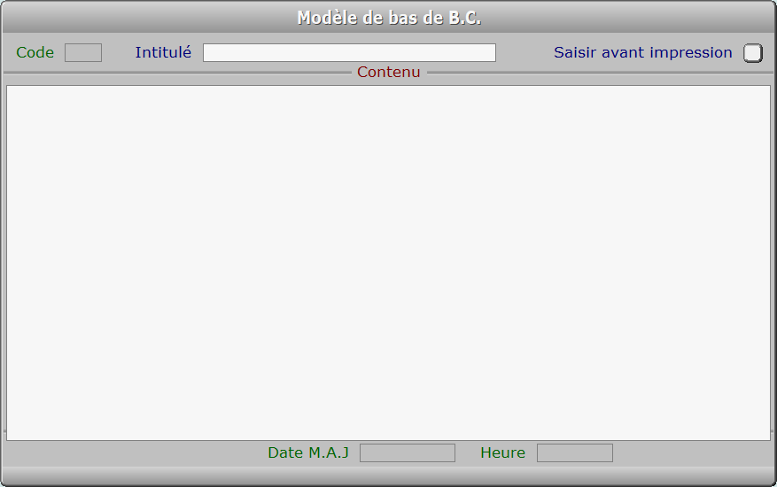 Fiche modèle de bas de B.C. - ICIM STOCK