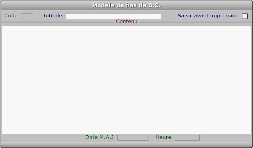 Fiche modèle de bas de B.C. - ICIM STOCK