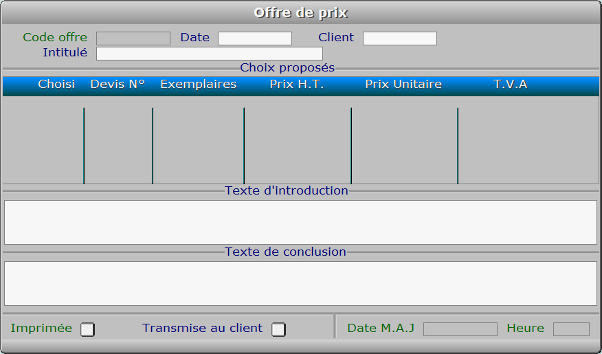 Fiche Offre de prix - ICIM IMPRIMERIE