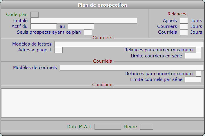 Fiche plan de prospection - ICIM PROSPECTION