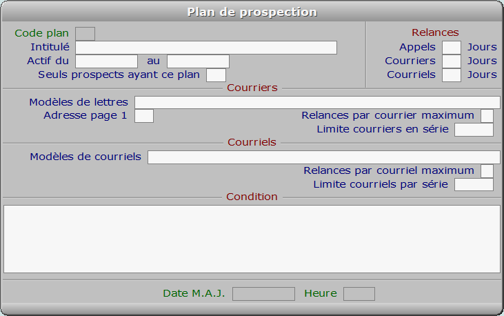 Fiche plan de prospection - ICIM PROSPECTION