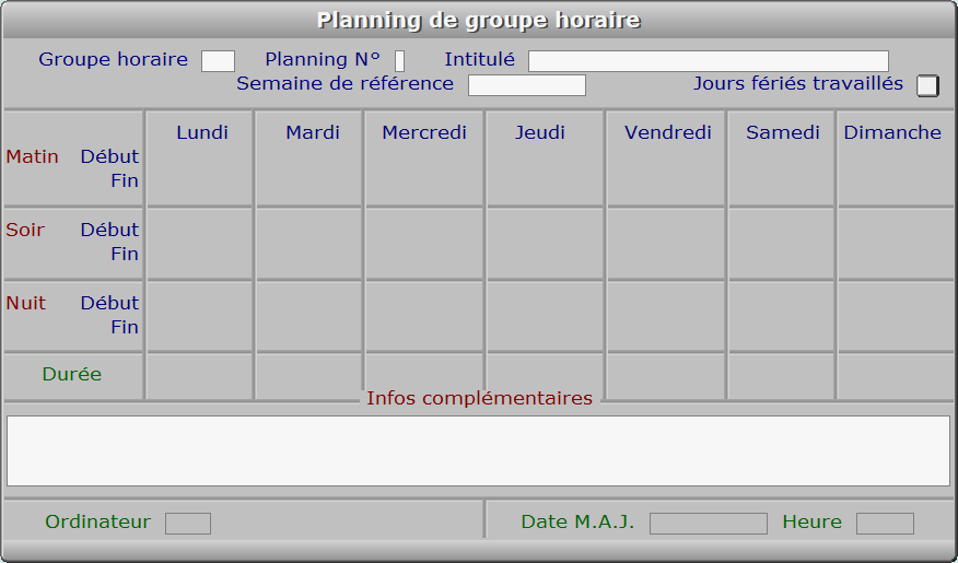 Fiche planning de groupe horaire - ICIM RESSOURCES HUMAINES