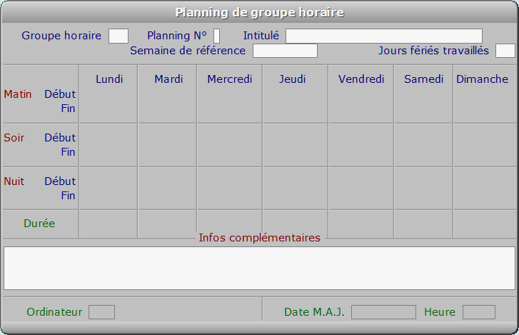Fiche planning de groupe horaire - ICIM RESSOURCES HUMAINES