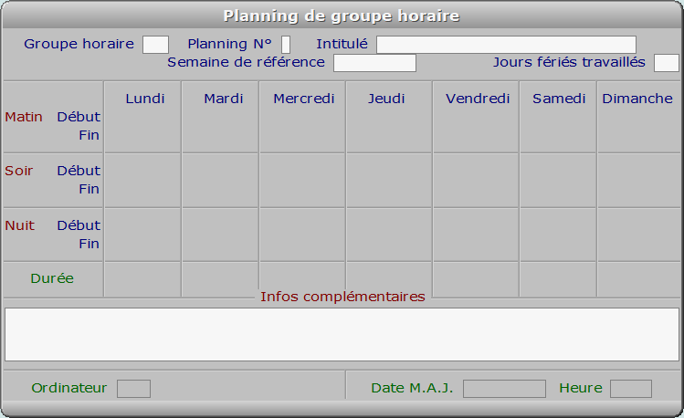 Fiche planning de groupe horaire - ICIM RESSOURCES HUMAINES