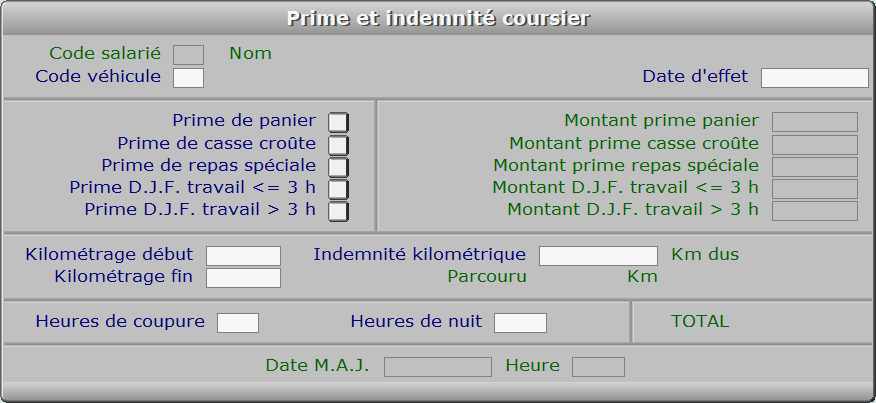 Fiche prime et indemnité coursier - ICIM COURSE