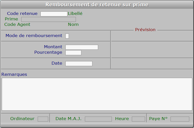 Fiche remboursement de retenue sur prime - ICIM RESSOURCES HUMAINES