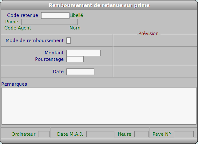 Fiche remboursement de retenue sur prime - ICIM RESSOURCES HUMAINES