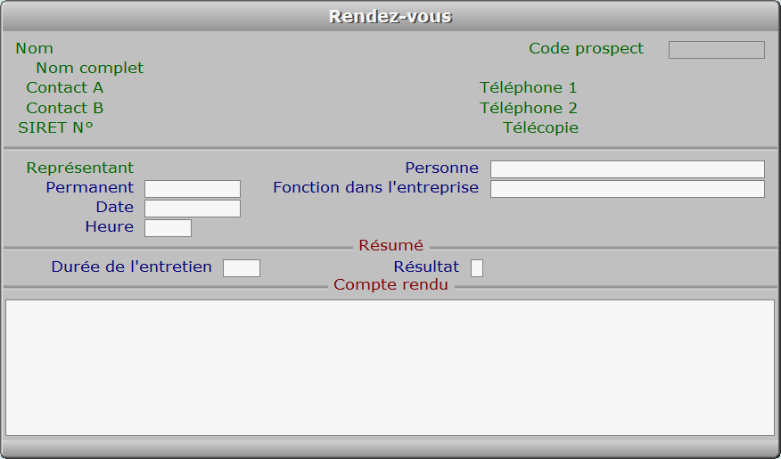 Fiche rendez-vous - ICIM PROSPECTION