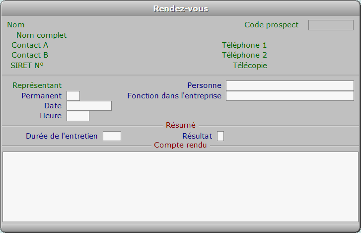 Fiche rendez-vous - ICIM PROSPECTION