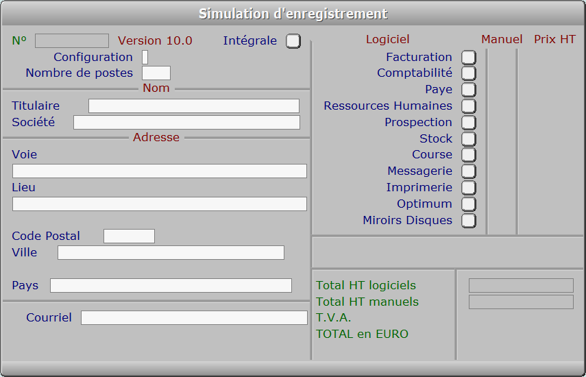 Fiche simulation d'enregistrement - ICIM SYSTEME