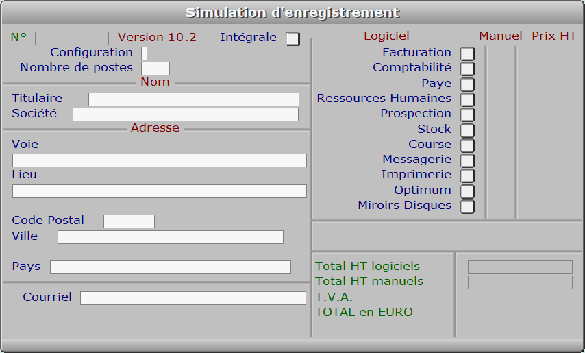 Fiche simulation d'enregistrement - ICIM SYSTEME