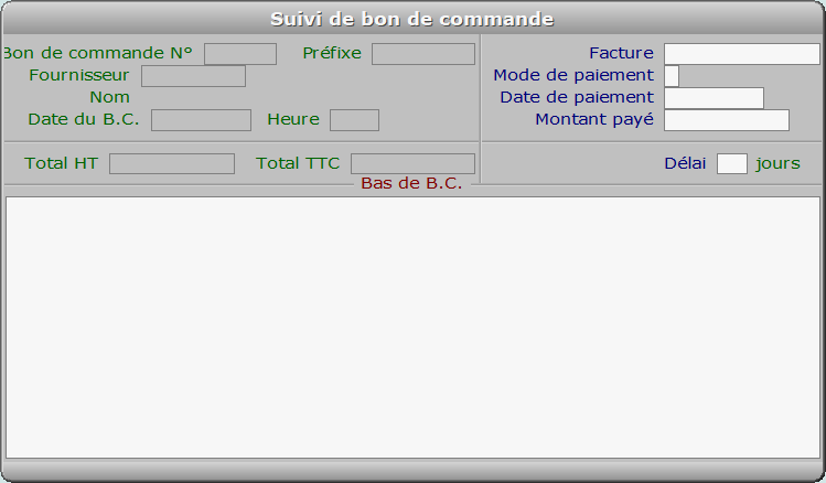 Fiche suivi de bon de commande - ICIM STOCK