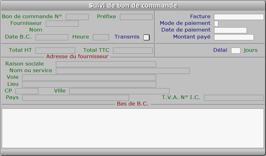 Fiche suivi de bon de commande - ICIM STOCK