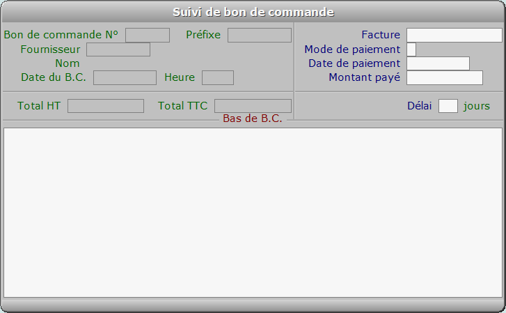 Fiche suivi de bon de commande - ICIM STOCK