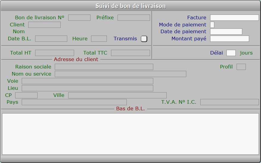 Fiche suivi de bon de livraison - ICIM STOCK
