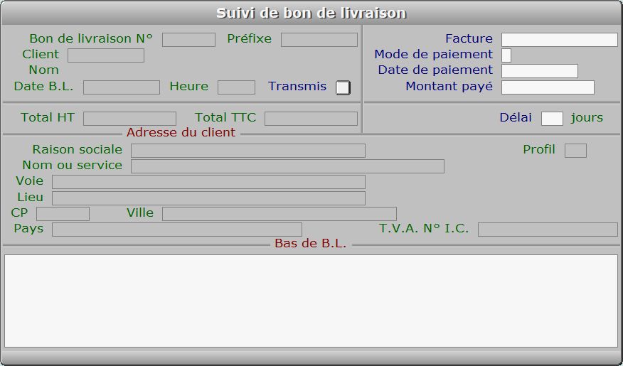 Fiche suivi de bon de livraison - ICIM STOCK