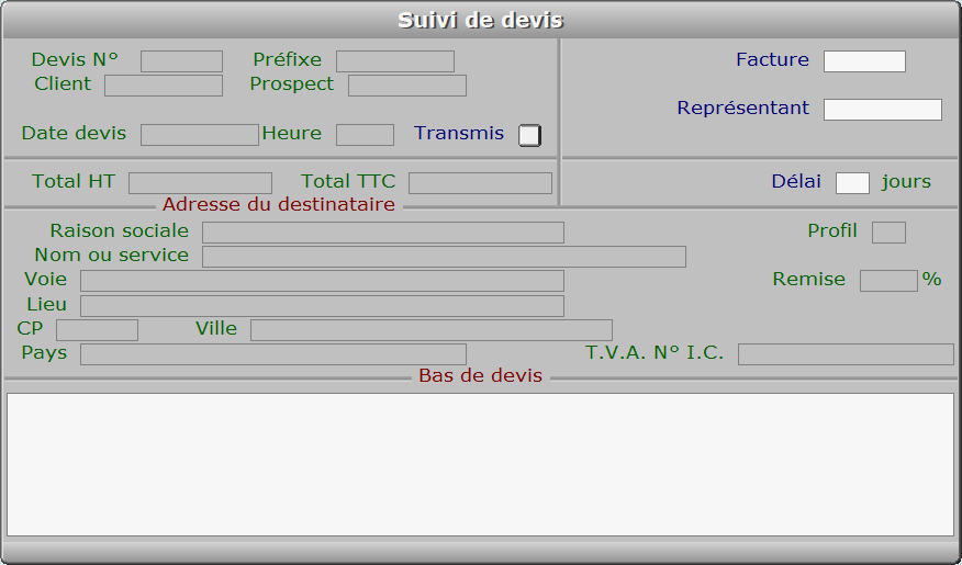 Fiche suivi de devis - ICIM PROSPECTION