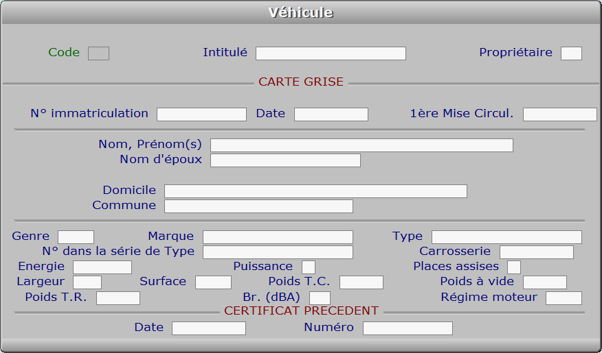 Fiche véhicule - ICIM COURSE